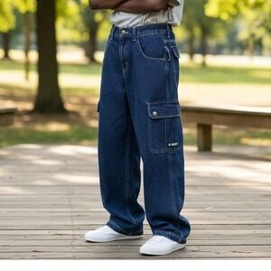 Vintage Levi's SilverTab Cargo Jeans Men M Dark Blue 90s Baggy Skater Grunge
